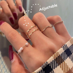 IF ME mitme helmestega s&otilde;rmuste komplekt Naturaalsed mageveehelmed naistele Vintage kullast h&otilde;bedast v&auml;rvi Minimalistlik s&otilde;rmus pulmaehte kingitus 5285125