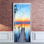 3D-tapeet, isekleepuv uksesein, eemaldatav vin&uuml;&uuml;list kodukaunistus, kunstikleebis Puidust maastik Seinaplakat Kleebised Porte deursticker 90x200cm