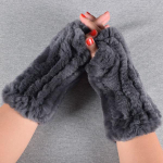 Moodsad ehtsad k&uuml;&uuml;liku karusnahast kindad naistele 1 paar k&auml;sitsi randme heegeldatud kootud s&otilde;rmedeta kindad Kindad hea elastne talvekinnasoojendaja One Size tumehall v&auml;rv