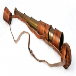 12x antiikne teleskoop, Kelvini ja Hughesi funktsionaalne vanaaegne koopia, kauni tr&uuml;kitud nahk&uuml;mbrisega