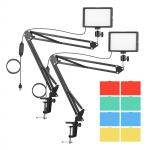 Lauaarvuti USB-videokonverentsi valgustuskomplekt 2 * LED-videovalgustiga 3200K5600K h&auml;mardatav + 2 * laud 2 Sets