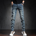 TP3608 Mood T&auml;navar&otilde;ivad Meeste Teksad Kvaliteetne sinine V&auml;rv Slim Fit Rebenenud teksad Meeste Denimp&uuml;ksid Hip Hop Teksad 27 sinine