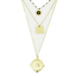 Les Tr&eacute;sors De Lily [R4587] &ndash; disainitud mustast kullast Boho terasest kaelakee (3 rida) - 38/44/52 cm - muster 11- 14 ja 22 mm must