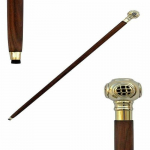 Puidust jalutuskepp K&auml;sitsi valmistatud massiivsest messingist sukeldumiskiivri k&auml;epidemega viktoriaanlik kepp