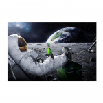 Astronaut joob Kuul &otilde;lut ja vaatab, kuidas Maa h&auml;vitab moodsa l&otilde;uendi maalimise plakatid prindib elutoa seinakunsti pilte kaasaegne kodukaunistus 50x70cm No Frame