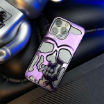 Lahe &otilde;&otilde;nes 3D Skull telefoni&uuml;mbris iPhone 11 13 12 14 Pro Max 14 Plus 12 Pro 13 Pro 13 Pro Max 14 plaaditud gooti skeleti disainiga p&otilde;rutuskindel kate iPhone 14 Pro Max must