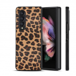 Naine Seksikas Leopard Print Houndstooth Pu nahast telefoni&uuml;mbris Samsung Galaxy Z Fold 3 5g tagakaas For Samsung Z Fold 3