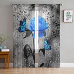 Roosad roosid lilledega l&auml;bipaistev kardin elutuppa Voile aknaruloode jaoks Magamistoa t&uuml;llkardin K&ouml;&ouml;k Cortinas esiku kardinad 1 PCS W100XH250cm