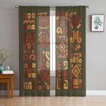Aafrika rahvuskultuur Etnilised l&auml;bipaistvad kardinad elutuppa t&uuml;llkardinad magamistoa k&ouml;&ouml;gikaunistuseks, akna Voile kardinad 1 PCS W100XH250cm