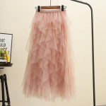 Qoothi ​​naiste t&uuml;llkoogist v&otilde;rkseelik Elegantne elastne v&ouml;&ouml;koht Fairy pikk A-kujuline tutu seelik kevadsuveks QT2138 One Size roosa