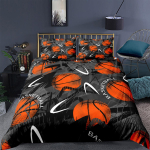 3D pallimustriga voodipesukomplekt, spordijalg- v&otilde;i korvpall, tr&uuml;kitud tekikattega padjap&uuml;&uuml;r 2/3 pehme ja mugav kodukaunistus AU Double 180x210cm