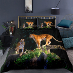 3D Fierce Beast voodipesukomplekt tiigri v&otilde;i l&otilde;vi mustriga tekikattega padjap&uuml;&uuml;r, 2/3 t&uuml;kki, pehme ja mugav kodukaunistus Baby 100x135cm