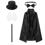 5 tk Laste mustkunstnik rollim&auml;ngu kost&uuml;&uuml;m riided Cape Hat Magic Wand Kindad kaelaside komplekt Halloween Cosplay peo jaoks One Size must