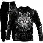 Wolf 3D tr&uuml;kitud kapuutsiga riided &uuml;likond p&uuml;ksid &uuml;likond meeste kevad- ja s&uuml;gise vabaaja kampsun Pullover meeste dressikomplekt mood meeste jaoks S