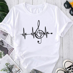 (Aasia suurus) Fashion Print Graphic Tee Love Heartbeat Trend Armas 90ndate Naiste vabaaja T-riietus Vabaaja naiste suvetop l&uuml;hikeste varrukatega T-s&auml;rk S