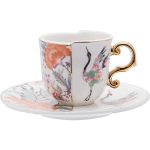 Kohvitassi kruus alustassiga latte jaoks, Cappuccino tee liblikatega Fine Bone China, espressotass ja alustass 1 cup 1 dish white