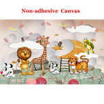 CartoonMural Wallpaper Creative Multifilm Hirved ja L&otilde;vi ring Fresko restoran Poisit&uuml;druk Magamistoa Taust Seinakaunistus Papel Tapiz 300cm (W) x 200cm (H) beige