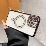 Luksuslik Glitter juhtmevaba laadimise l&auml;bipaistev Magsafe'i &uuml;mbris iPhone 14 13 12 11 Pro Max Plus magnetilise kaitseraua teemantkate iPhone 14 Pro Max must