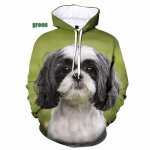 Kevadine armas Shih Tzu koera 3D-prindiga kapuuts Meeste naiste kapuuts Animal Dog kapuutsiga top M