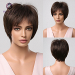 HAIRCUBE l&uuml;hikesed sirged parukad Ombre pruunid s&uuml;nteetilised juukseparukad mustanahalistele naistele igap&auml;evased Cosplay kuumakindlad naturaalsete juuste parukad