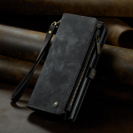 Samsung Galaxy Case nahast materjalist, suurte peidetud kaardipesade ja p&otilde;rutuskindla kaitsega, kaks-&uuml;hes disain, t&otilde;mblukuga Samsung Galaxy S23 Ultra must