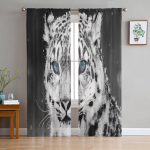 Animal Tiger Blue Eyes Vintage l&auml;bipaistvad kardinad Elutoa aken T&uuml;llkardinad Magamistoa K&ouml;&ouml;gi jaoks Kodukaunistus Voile kardinad W135 x H115cm x1