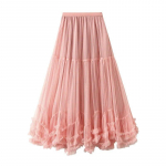 Qooth Women Sweet T&uuml;ll Cake v&otilde;rkseelik Elegantne elastne v&ouml;&ouml;koht Fairy pikk A-line Tutu seelik suure kiiksuga kogu hooajaks QT2227 One Size roosa