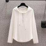 &Uuml;hev&auml;rviline moodne kapuutsiga Naiste vabaaja n&ouml;&ouml;riga topp L valge