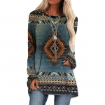 Etniline 3D prindiga T-s&auml;rk Naiste Mood T-s&auml;rgid Vabaaja pikkade varrukatega topid S&uuml;gisene graafiline tr&uuml;kis lahtine Harajuku Vintage 5XL