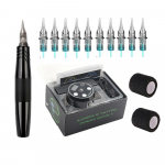 P&uuml;simeigi t&auml;toveeringu masina pliiatsikomplekt koos AURORA LED-ekraaniga toiteallikaga t&auml;toveerimiskasseti n&otilde;elte komplekt kassettide n&otilde;elte jaoks Body Art must