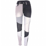 Naiste teksad &otilde;hukeste paneelidega lapiga p&uuml;ksid k&otilde;rge v&ouml;&ouml;kohaga l&otilde;hestatud sinised pikad puuvillased p&uuml;ksid s&uuml;gistalv S