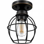 &Uuml;he lambiga poolsisseehitatud laelamp &otilde;lipinnaga pronksist t&ouml;&ouml;stuslik laelamp metallist puuriga verandavalgustiga