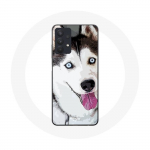&Uuml;mbris Samsung Galaxy A32 5G White Siberian Husky Blue Eyes jaoks