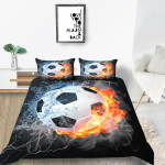 Spordivoodipesukomplekt Kerge 3D jalgpalli suletekikott DE200 * 200 t&auml;issuuruses luksuslik tekikate Baby 100x135cm