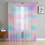 Rainbow gradient l&auml;bipaistvad kardinad aken t&uuml;llkardinad elutoa jaoks magamistoas k&ouml;&ouml;gikardinate kaunistamiseks 135W x 114H(cm)