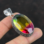 Lihvitud mitme turmaliiniga ripats k&auml;sitsi valmistatud vintage ripats ehtsast v&auml;&auml;riskivist ehted 925 sterling h&otilde;bedast ripats uhiuus ripats kingitus emale