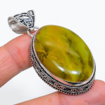 Looduslik roheline opaal kalliskivist k&auml;sitsi valmistatud 925 sterlingh&otilde;bedast kinkeripats 2,17 Q9w51