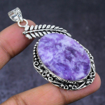 Natural Lepidolite Gemstone 925 Steling Silver Jewelry Pendant 2.60 q5t46