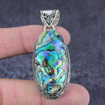 Natural Abalone Shell Gemstone Handmade 925 Sterling Silver Pendant 2.29 o8n29