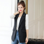 Naiste vestiga jakk vabaaja &uuml;likonnaga jakk Retro varrukateta jakk Naiste vest jakk Naiste isekasvatav &uuml;he nupuga bleiser M must