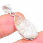 Natural Golden Rutile Gemstone Handmade 925 Sterling Silver Pendant 1.46 h8g25