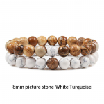 Komplekt K&auml;ev&otilde;ru Paaride Kaugus Must Valge Looduslik Laavakivi Tiigrisilma helmestega Jooga K&auml;ev&otilde;rud Meestele Naiste Elastne k&ouml;is Ehted