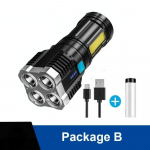 Uue stiili 6LED-taskulamp mini kaasaskantav lamp sisseehitatud 18650 akuga USB-taaslaetava COB LED-taskulamp matkatulede jaoks Package B-1 Led