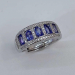 SACE GEMS 925 Sterling Silver 3*5MM Natural Tanzanite Gemstone Rings for Women Engagement Cocktail Party Fine Jewelry Open sinine