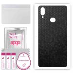apgo Protective Skin Sticker for the back compatible with Samsung Galaxy M01s, Wrap Film, Foil, Vinyl - Pattern Black Honeycomb