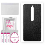 apgo Protective Skin Sticker for the back compatible with Xiaomi Redmi 8, Wrap Film, Foil, Vinyl - Pattern Black Honeycomb