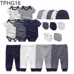 KIDDIEZOOM 19 tk/komplekt vasts&uuml;ndinu kost&uuml;&uuml;mid+p&uuml;ksid+kindad+m&uuml;tsid, 100% puuvillane prindiga unisex beebit&uuml;druku poisiriided vasts&uuml;ndinud kingitus 0-3Months