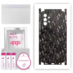 apgo Protective Skin Sticker for the back+sides compatible with Samsung Galaxy A32 4G, Full Wrap Film, Foil, Vinyl - Pattern Carbon Black Pixel