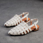 Johnature K&auml;sit&ouml;&ouml; Kudum Hingavad Sandaalid Ehtne Nahk Terava Otsaga Madala Kontsaga Naiste Slip-on Kingad 35 beež