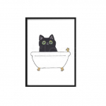 Cat Print Bath Time Cat Canvas Maalimine Print Seinakunst Vannitoa sisustus Vanni Vanni Vanni Seina Kunstitr&uuml;kk Kassiarmastaja kingitus raamimata 21x30cm No Framed
